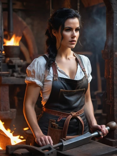 blacksmith,tinsmith,metalsmith,steelworker,woodworker,steampunk,smelting,gunsmith,metalworking,brick-making,wood shaper,cannon oven,woodworking,barmaid,woman fire fighter,iron wheels,forge,metallurgy,foundry,female worker,Photography,General,Fantasy
