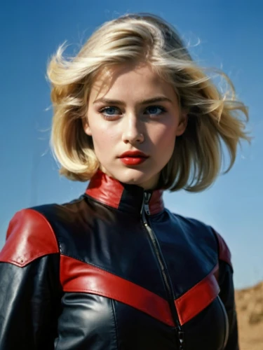 harley,latex clothing,xmen,harley quinn,x-men,super heroine,captain marvel,red,x men,head woman,policewoman,blonde woman,poppy red,red super hero,pixie-bob,retro woman,cool blonde,latex,social,red coat