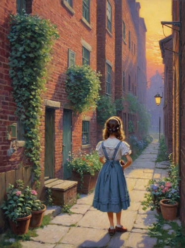 girl walking away,girl picking flowers,old linden alley,alley,little girl in wind,alleyway,girl in the garden,children's background,summer evening,girl with tree,little girl in pink dress,oil painting on canvas,world digital painting,little girls walking,the little girl's room,spring morning,the little girl,little girl reading,little girl running,oil painting,Art,Classical Oil Painting,Classical Oil Painting 15