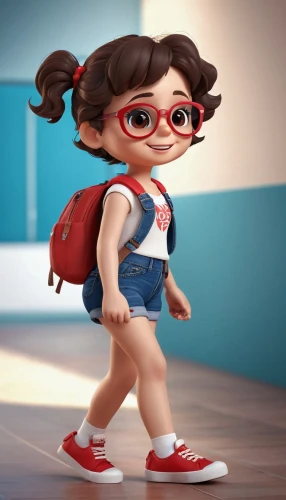 cute cartoon character,agnes,cute cartoon image,rockabella,3d model,little girl running,3d figure,retro cartoon people,animated cartoon,female runner,kids glasses,fashionable girl,cartoon character,fashion girl,character animation,sports girl,girl in overalls,3d rendered,3d modeling,cartoon people,Unique,3D,3D Character