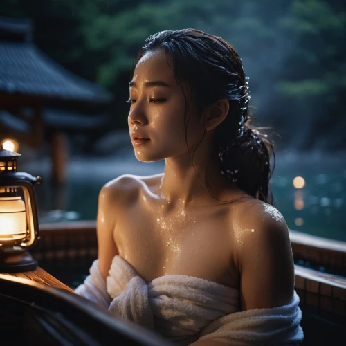 spa,japan's three great night views,hot spring,japanese woman,junshan yinzhen,spa items,illuminated lantern,romantic scene,beauty mask,relaxing massage,romantic night,romantic portrait,taking a bath,water bath,bathing,sauna,day spa,lantern,night scene,the night of kupala,Photography,General,Cinematic