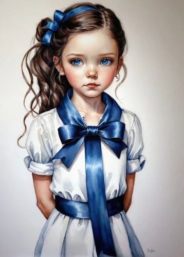 painter doll,blue and white porcelain,cloth doll,blue ribbon,artist doll,female doll,porcelain dolls,blue and white,doll dress,mazarine blue,tumbling doll,girl doll,girl with cloth,blue painting,dress doll,fabric painting,child girl,oil painting on canvas,child portrait,blue white,Conceptual Art,Daily,Daily 34