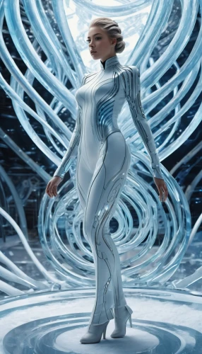 ice queen,sci fiction illustration,the snow queen,ice princess,andromeda,suit of the snow maiden,cyberspace,science fiction,aquarius,ice planet,ice hotel,meridians,cg artwork,cybernetics,futuristic,valerian,biomechanical,sci fi,silver surfer,aura,Conceptual Art,Sci-Fi,Sci-Fi 24