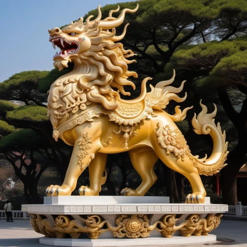 lion fountain,golden dragon,chinese imperial dog,lion capital,chinese dragon,stone lion,forbidden palace,lion,golden unicorn,xi'an,two lion,lion white,jeongol,lion head,lion number,capitoline wolf,liger,the golden pavilion,lion - feline,forest king lion
