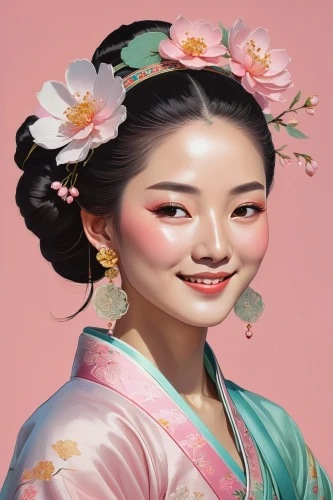 hanbok,geisha,chinese art,geisha girl,oriental painting,mulan,asian woman,oriental girl,oriental princess,korean culture,japanese woman,taiwanese opera,ao dai,digital painting,world digital painting,portrait background,oriental,asian culture,peach blossom,vietnamese woman,Illustration,Vector,Vector 02