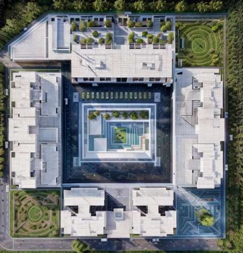 chinese architecture,white temple,marble palace,asian architecture,the center of symmetry,persian architecture,build by mirza golam pir,iranian architecture,view from above,from above,qasr al watan,bird's-eye view,islamic architectural,zhengzhou,architect plan,symmetrical,abu dhabi,drone image,school design,chancellery,Landscape,Landscape design,Landscape Plan,Realistic