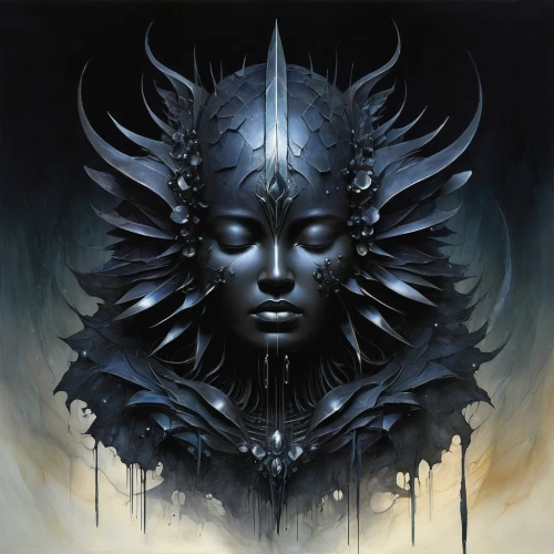 horn of amaltheia,mirror of souls,shamanic,queen of the night,daemon,dark art,blue enchantress,equinox,priestess,dark elf,shiva,ice queen,archangel,aporia,biomechanical,the snow queen,end-of-admoria,dark angel,fantasy art,crystalline,Illustration,Abstract Fantasy,Abstract Fantasy 18