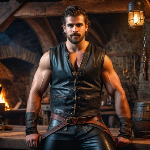 hercules,blacksmith,leather,lucus burns,robin hood,male character,god of thunder,leather boots,leather texture,greek god,hook,brawny,viking,king arthur,jack rose,vikings,chest,smouldering torches,thorin,thor,Photography,General,Fantasy