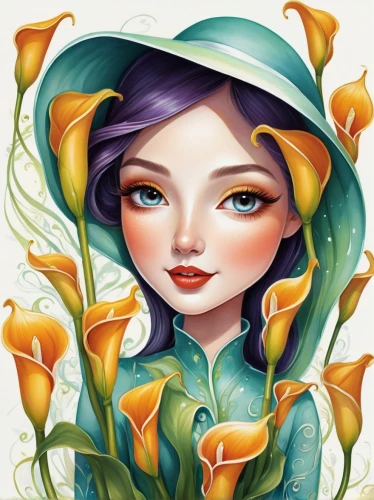 tiger lily,lilies of the valley,lilies,flower painting,lillies,rose flower illustration,lilly of the valley,girl in flowers,lily of the valley,flower fairy,lily of the field,lily flower,lily of the desert,lily water,orange lily,elven flower,flora,faery,lily of the nile,flower illustrative,Illustration,Abstract Fantasy,Abstract Fantasy 13