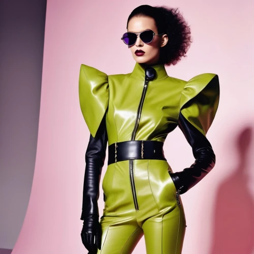 latex clothing,latex,high-visibility clothing,latex gloves,shoulder pads,menswear for women,futuristic,aa,agent provocateur,daisy jazz isobel ridley,asymmetric cut,fashion design,green,streampunk,pvc,dita,aaa,trend color,vogue,protective suit,Photography,General,Realistic
