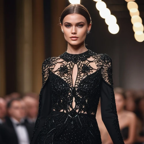 dress walk black,black and lace,royal lace,evening dress,lace,elegant,runway,vintage lace,valentino,embellished,elegance,lace border,versace,beaded,macrame,paper lace,embellishments,agent provocateur,gown,black dress with a slit,Photography,General,Cinematic