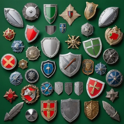 heraldry,medals,heraldic shield,the order of the fields,heraldic,coats of arms of germany,badges,mod ornaments,escutcheon,shields,ornaments,military rank,pin board,crown icons,pins,set of icons,colored pins,decorative arrows,the order of cistercians,game pieces,Unique,Design,Knolling