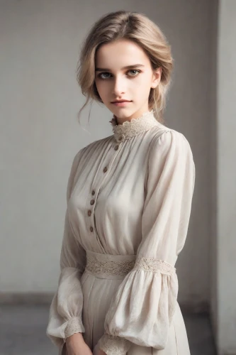 pale,white winter dress,menswear for women,vintage dress,vintage woman,romantic look,elegant,neutral color,female model,vintage girl,liberty cotton,vintage women,women clothes,women fashion,elegance,young woman,french silk,woman in menswear,white lady,women's clothing,Photography,Realistic