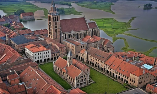 lübeck,ulm,magdeburg,gdańsk,regensburg,luneburg,city of münster,zamek malbork,leipzig,san galgano,new-ulm,torgau,bamberg,muenster,nuremberg,aerial view,maulbronn monastery,braunschweig,marienburg,münsterland,Photography,General,Realistic