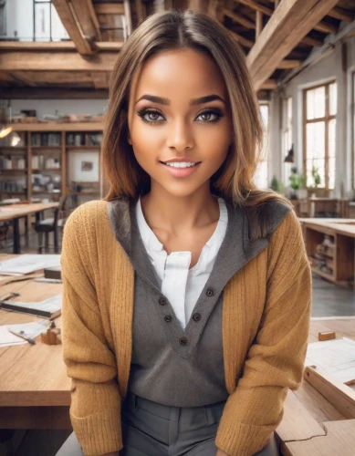 business girl,blur office background,business woman,businesswoman,office worker,artificial hair integrations,realdoll,secretary,girl at the computer,barista,women in technology,librarian,mocha,business women,female model,business angel,bussiness woman,cardboard background,ai,ethiopian girl,Photography,Realistic