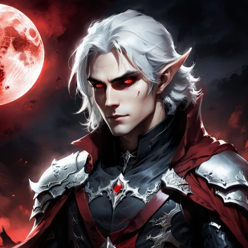 blood moon,blood moon eclipse,dark elf,vampire,blood icon,male elf,dracula,witcher,lunar eclipse,psychic vampire,fire red eyes,eternal snow,daemon,vampires,blood maple,red eyes,cullen skink,templar,alaunt,fantasy art,Conceptual Art,Fantasy,Fantasy 02