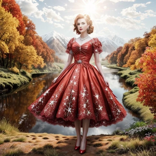 heidi country,hoopskirt,lady in red,vintage dress,the blonde in the river,red-hot polka,country dress,man in red dress,queen of hearts,retro christmas lady,red magnolia,red hot polka,vintage woman,pin up christmas girl,retro woman,autumn background,maureen o'hara - female,autumn idyll,shirley temple,fantasy picture