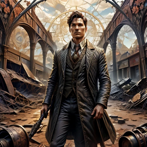 steampunk,sci fiction illustration,sherlock holmes,star-lord peter jason quill,newt,the doctor,doctor who,theoretician physician,holmes,clockmaker,watchmaker,cg artwork,steampunk gears,sherlock,robert harbeck,twelve apostle,gambler,regeneration,dr who,detective
