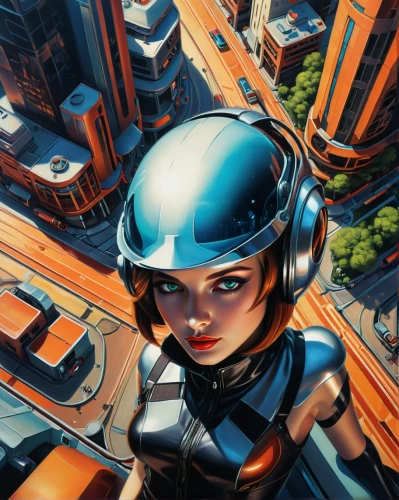 climbing helmets,helmet,climbing helmet,transistor,motorcycle helmet,safety helmet,metropolis,bicycle helmet,above the city,sci fiction illustration,construction helmet,vector girl,city ​​portrait,skycraper,helmets,wonder woman city,nova,vertigo,scifi,velocity,Conceptual Art,Fantasy,Fantasy 13