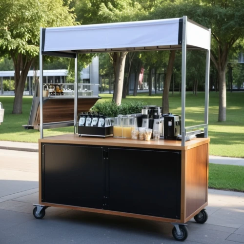 kitchen cart,coffeetogo,vending cart,ice cream cart,wine cooler,battery food truck,beer dispenser,bar counter,ice cream stand,cart with products,kiosk,sales booth,product display,liquor bar,soda fountain,beer tables,fruit stand,espresso machine,dalgona coffee,shower bar,Photography,General,Realistic