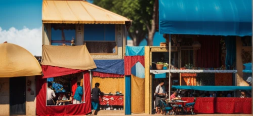 stilt houses,majorelle blue,carnival tent,marrakesh,aswan,indian tent,cube stilt houses,siem reap,hanging houses,huts,tents,stalls,market stall,jaisalmer,gypsy tent,tourist camp,marrakech,circus tent,vendors,hoi an,Photography,General,Fantasy