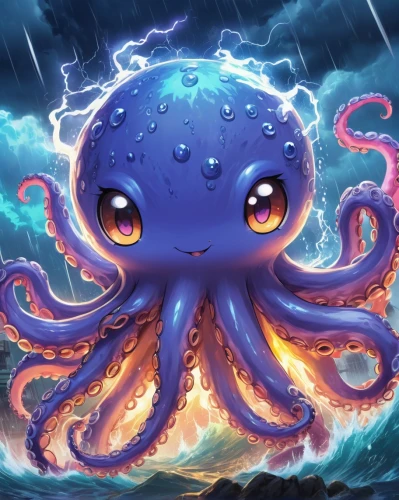 octopus,fun octopus,cuthulu,kraken,squid game card,octopus vector graphic,cephalopod,god of the sea,umiuchiwa,octopus tentacles,pink octopus,sea god,deep sea,under sea,tentacles,sea animal,cephalopods,blue monster,supernatural creature,glob urs,Illustration,Japanese style,Japanese Style 03