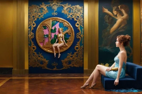 art deco woman,art deco,art deco frame,art deco background,blue room,agent provocateur,ballroom,ballet master,blue jasmine,neo-burlesque,partition,meticulous painting,ballerinas,magic mirror,the mirror,ballerina,clue and white,art nouveau,the girl in the bathtub,secret garden of venus