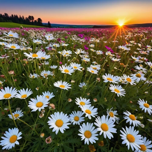 field of flowers,flower field,australian daisies,blanket of flowers,daisies,daisy flowers,pink daisies,colorful daisy,sun daisies,meadow flowers,sea of flowers,flowers field,meadow daisy,flower meadow,white daisies,splendor of flowers,blooming field,african daisies,flowering meadow,flower in sunset,Photography,General,Realistic