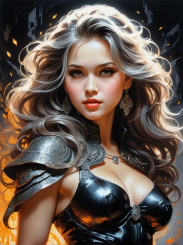 fantasy woman,fantasy art,fantasy portrait,female warrior,sorceress,heroic fantasy,warrior woman,dark angel,breastplate,the enchantress,celtic queen,scarlet witch,fantasy picture,queen of the night,fantasy girl,sci fiction illustration,horoscope libra,rosa ' amber cover,world digital painting,cuirass,Illustration,Black and White,Black and White 30