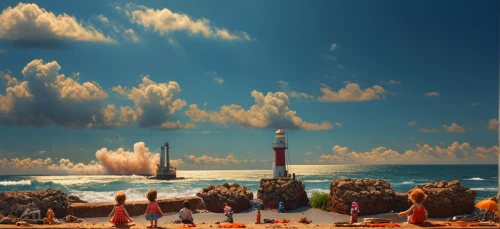 mushroom island,terraforming,sea shore temple,cloud towers,artificial island,futuristic landscape,an island far away landscape,fantasy landscape,fantasy picture,floating islands,mushroom landscape,cartoon video game background,post-apocalyptic landscape,electric lighthouse,sandcastle,fantasy world,sea fantasy,artificial islands,space port,fantasy city,Photography,General,Fantasy