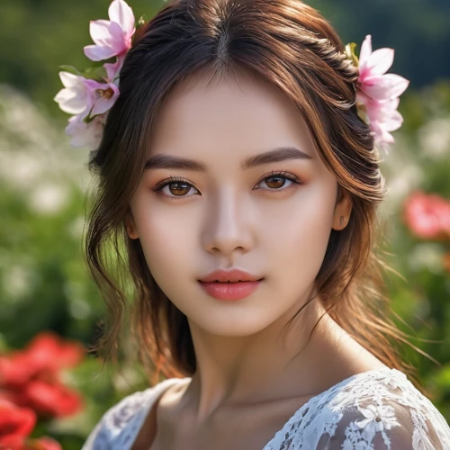 beautiful girl with flowers,flower fairy,girl in flowers,romantic look,romantic portrait,flower girl,beauty face skin,beautiful face,flower background,natural cosmetic,hanbok,beautiful young woman,flower crown,pretty young woman,beautiful woman,model beauty,pretty women,blooming roses,beautiful flower,phuquy,Photography,General,Realistic