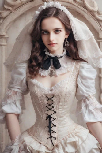 bridal clothing,victorian lady,victorian style,wedding dresses,the victorian era,victorian fashion,wedding gown,wedding dress,porcelain doll,white rose snow queen,bridal dress,dead bride,porcelain dolls,gothic fashion,victorian,bridal,overskirt,white lady,gothic portrait,female doll,Photography,Realistic