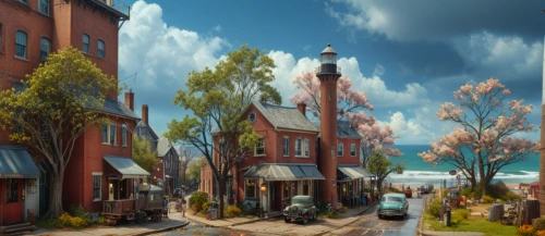 aurora village,seaside resort,old linden alley,wooden houses,townhouses,resort town,popeye village,escher village,seaside country,shipyard,fishing village,the waterfront,houses clipart,townscape,world digital painting,row houses,brownstone,petersburg,digital compositing,constantinople,Photography,General,Fantasy