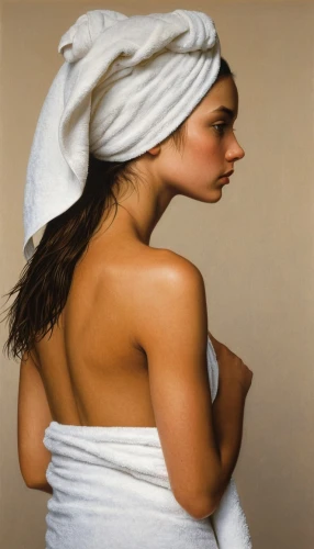 girl with cloth,towel,laundress,oil painting on canvas,girl in cloth,oil painting,in a towel,towels,bath oil,skin texture,art painting,young woman,italian painter,fineart,guest towel,indian woman,woman thinking,headscarf,turban,oil on canvas,Conceptual Art,Fantasy,Fantasy 04