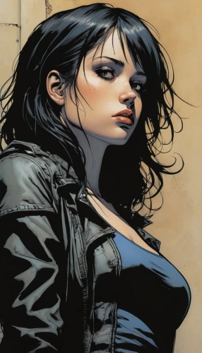 birds of prey-night,huntress,head woman,birds of prey,black widow,detail shot,comics,marvel comics,artemisia,comic books,catwoman,katniss,comic book bubble,femme fatale,clary,goth woman,comic book,leather jacket,comic character,comic style,Illustration,American Style,American Style 06