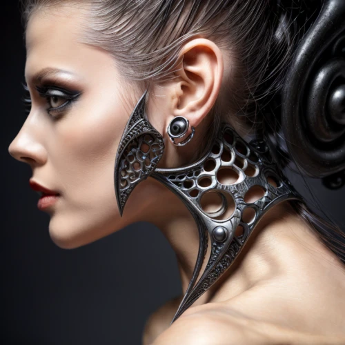 body jewelry,biomechanical,filigree,earring,adornments,bridal accessory,jewellery,body piercing,earrings,venetian mask,steampunk,jewelry,feather jewelry,gothic style,wrought,gothic fashion,jewelry（architecture）,steampunk gears,openwork,jewelry florets