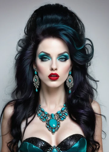 color turquoise,blue enchantress,turquoise,gothic fashion,genuine turquoise,gothic woman,artificial hair integrations,teal blue asia,gothic style,jasmine blue,turquoise leather,cleopatra,gothic portrait,the enchantress,turquoise wool,feline look,goth woman,miss circassian,teal,blue mint,Illustration,Realistic Fantasy,Realistic Fantasy 16