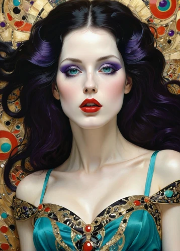 fashion illustration,fantasy art,painted lady,fantasy portrait,fantasy woman,passionflower,fashion dolls,painter doll,drusy,porcelain dolls,the enchantress,la violetta,fashion doll,oriental princess,fairy queen,bodypainting,body painting,faery,comely,geisha girl,Illustration,Realistic Fantasy,Realistic Fantasy 16