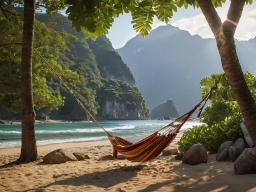 hammock,hammocks,khao phing kan,koh phi phi,krabi thailand,dream beach,kauai,mountain beach,beach tent,railay bay,idyllic,secluded,hanging chair,sunlounger,paradise beach,beautiful beach,thailand,napali coast,tropical beach,hanging swing