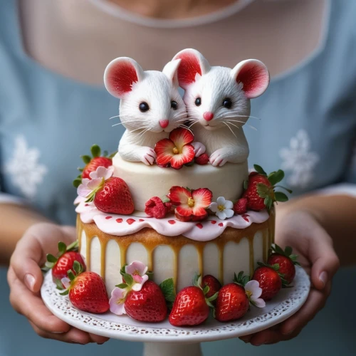 strawberries cake,cassata,mice,sweetheart cake,cake decorating,vintage mice,frog cake,petit gâteau,whimsical animals,currant cake,white footed mice,a cake,strawberrycake,pepper cake,fondant,cake decorating supply,ratatouille,mouse bacon,little cake,birthday cake,Photography,General,Natural
