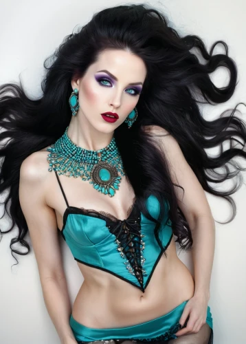 color turquoise,belly dance,blue enchantress,fashion shoot,turquoise,miss circassian,turquoise leather,artificial hair integrations,celtic queen,celtic woman,genuine turquoise,female model,jasmine blue,fantasy woman,teal blue asia,the enchantress,fusion photography,turquoise wool,bodice,gothic fashion,Illustration,Realistic Fantasy,Realistic Fantasy 16