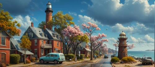 seaside resort,bremen,holland,hanseatic city,dutch landscape,houses clipart,resort town,the netherlands,netherlands,north holland,street scene,hamburg,northern germany,aurora village,studio ghibli,belgium,world digital painting,delft,motif,seaside country,Photography,General,Fantasy