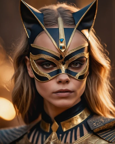 gold mask,golden mask,cat warrior,masquerade,catwoman,feline look,with the mask,tutankhamen,warrior woman,tutankhamun,captain marvel,female warrior,huntress,kat,venetian mask,head of panther,face paint,wearing a mandatory mask,masked,feline,Photography,General,Cinematic