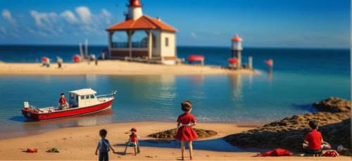 tilt shift,playmobil,red lighthouse,seaside resort,miniature figures,seaside country,santa claus at beach,cascais,fishing village,miniature figure,digiscrap,swanage,fishing boats,beach landscape,caribbean beach,st ives pier,seaside,seaside view,life buoy,cuba beach,Photography,General,Realistic