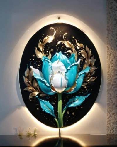 blue lamp,water lily plate,japanese lamp,table lamp,asian lamp,wall lamp,wall light,globe flower,mosaic tealight,mosaic tea light,bedside lamp,flower bowl,table lamps,decorative plate,sconce,retro flower silhouette,led lamp,decorative fan,shashed glass,decorative art
