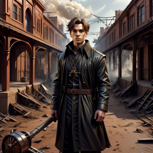 sci fiction illustration,east-european shepherd,the wanderer,game illustration,old coat,imperial coat,trench coat,overcoat,cg artwork,world digital painting,warsaw uprising,stalingrad,jack rose,steampunk,scythe,konstantin bow,nomad,wanderer,coat,merchant