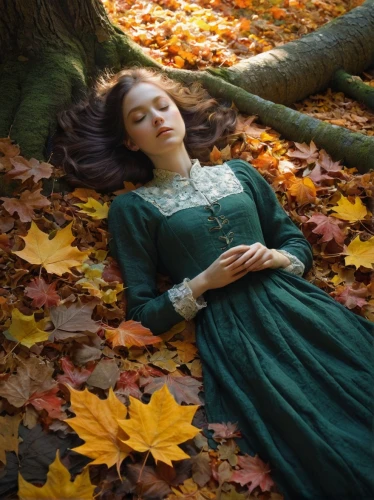 girl lying on the grass,autumn idyll,the sleeping rose,fallen leaves,relaxed young girl,falling on leaves,fallen leaf,woman laying down,fallen acorn,sleeping rose,sleeping beauty,the autumn,in the autumn,idyll,autumn mood,autumn photo session,in the fall,sleeping apple,rose sleeping apple,autumn,Illustration,Realistic Fantasy,Realistic Fantasy 05