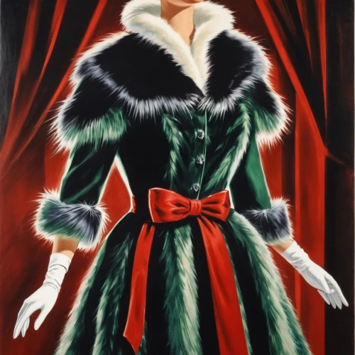 retro christmas lady,art deco woman,christmas woman,cruella de ville,pin up christmas girl,retro christmas girl,christmas pin up girl,suit of the snow maiden,cruella,christmas vintage,imperial coat,maureen o'hara - female,art deco,fur clothing,art deco ornament,art deco frame,maraschino,marylyn monroe - female,greed,costume design,Conceptual Art,Fantasy,Fantasy 20