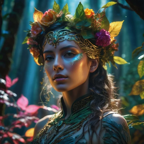faery,fantasy portrait,faerie,girl in a wreath,elven flower,mystical portrait of a girl,fae,dryad,fairy queen,the enchantress,elven,violet head elf,flora,fantasy art,fantasy picture,girl in flowers,flower fairy,beautiful girl with flowers,fantasy woman,enchanting,Photography,Artistic Photography,Artistic Photography 08