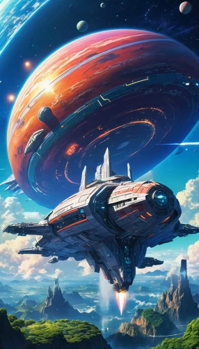 futuristic landscape,valerian,cg artwork,sci fiction illustration,scifi,sky space concept,airships,starship,andromeda,airship,space ships,sci - fi,sci-fi,sci fi,vulcania,space ship,star ship,victory ship,space art,travelers,Illustration,Japanese style,Japanese Style 03